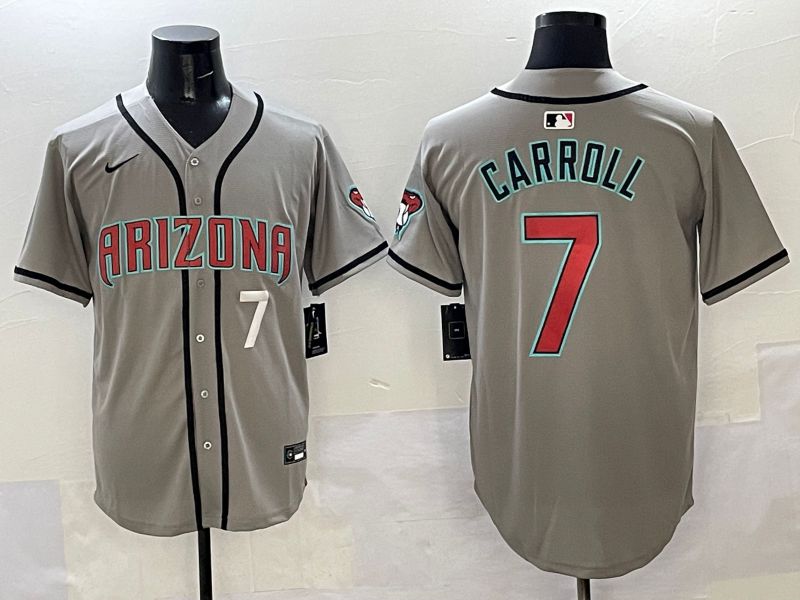 Men Arizona Diamondback #7 Carroll Grey Game Nike 2025 MLB Jersey style 32